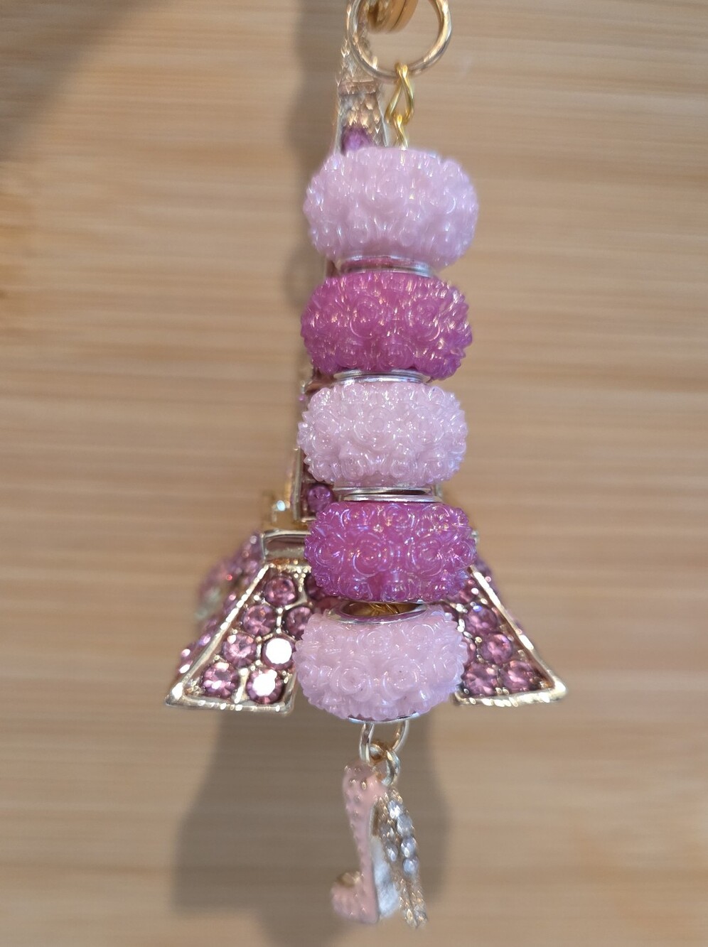 🗼 Sparkly Pink Rhinestone Eiffel Tower Keychain / Purse Charm - Picture 6 of 16